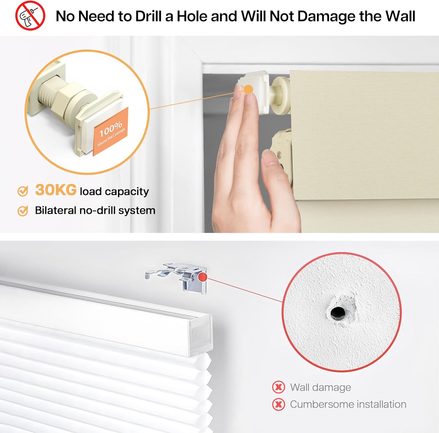 LazBlinds No Drill Blinds for Indoor Windows, Blackout Roller Shades, Cordless Window Blackout Blinds, Thermal Insulated Fabric UV Protection for Home and Office, 29" W x 72" H, Beige Blackout - Beige 29" W x 72" H