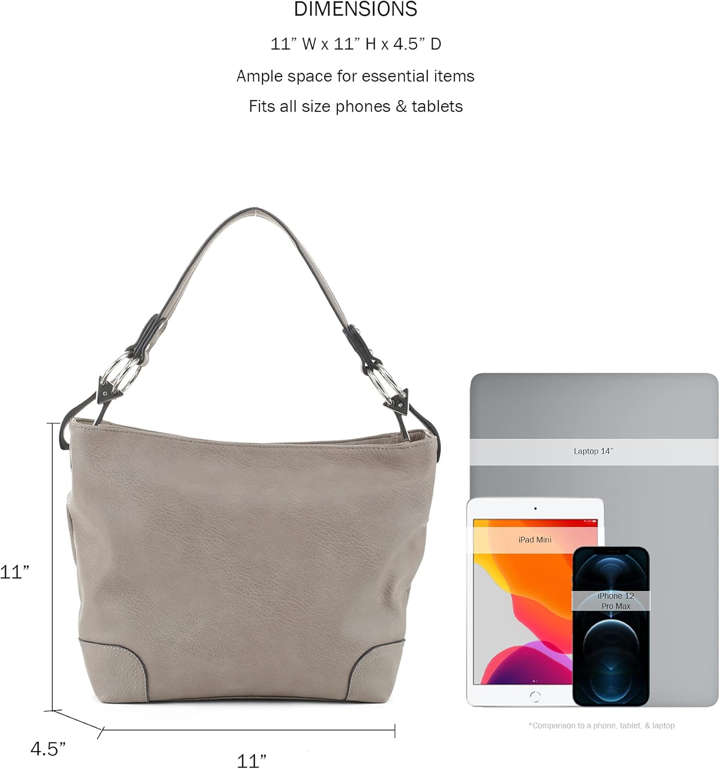 Lydia Concealed Carry Lock and Key Hobo Handbag Grey