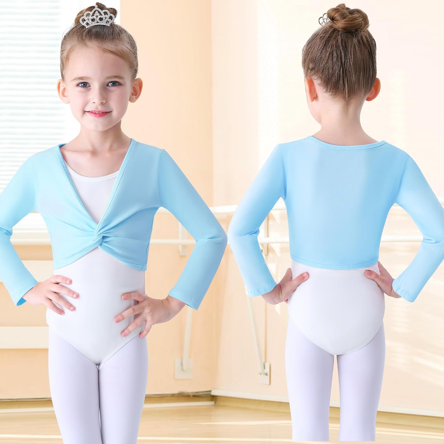 バレエ 子供 長袖 カーディガン タイトップ(前結び) カーディガン バレエトップス 全4色 とっても可愛いバレエ用品♪｜バレエ レオタード、トウシューズのバレエ用品専門通販サイト インポートバレエサプライ Soudittur バレエラップトップ コットン 長袖 ダンス カーディガン シュラッグ 女の子用 ブラック ピンク ホワイト 3-