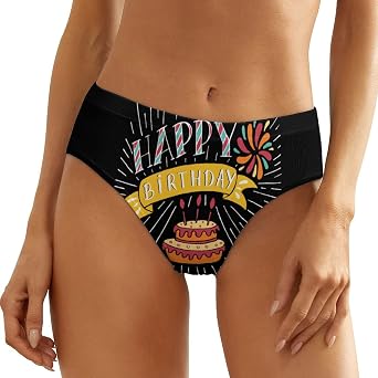 BAIKUTOUAN Happy Birthday to You Womens No Show Thong Underwear Print Bikini Panty Funny