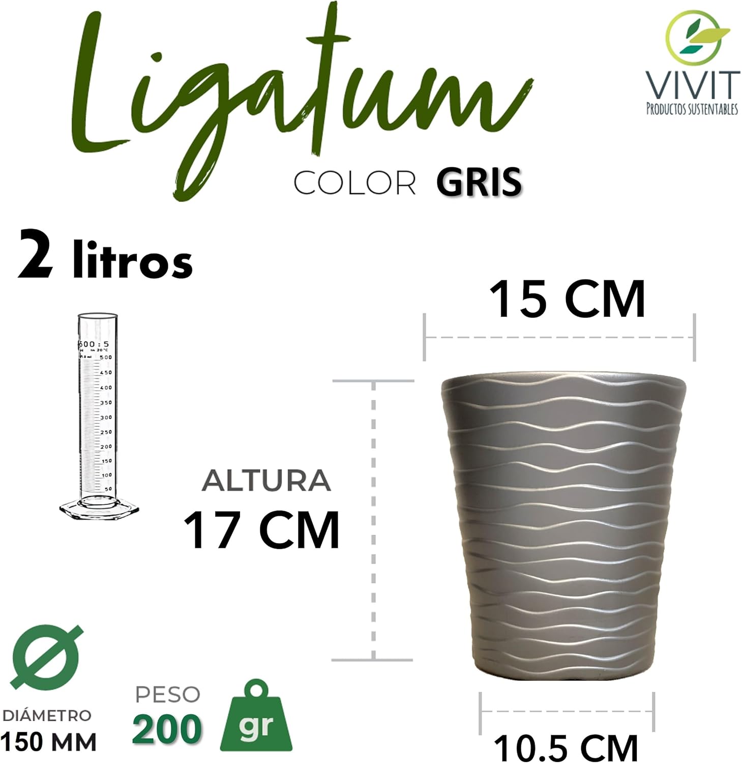 Litore Set of 3 Planters, 2 litres, Grey