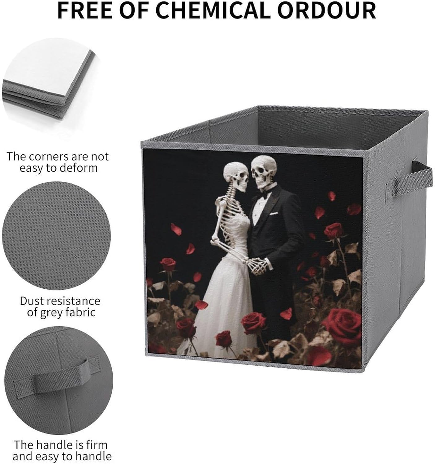 Lovers Skull Storage Cubes Set of 6 Storage Bins with Handles Collapsible Storage Basket Fabric Storage Box for Shelves Large Closet Shelf Organizer for Organization 11 Inch