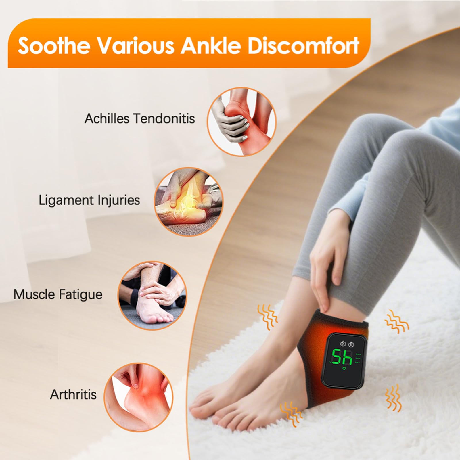 Masajeador de Pies 3 en 1 para Fascitis Plantar, Masajeador Pies Electrico con 3 Modos de Vibración, 5 Niveles de Calor y Temporizador 30 min para Circulación y Alivia el Dolor de Pies (2PCS)