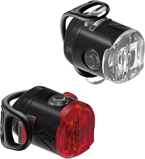 Lezyne Femto USB Drive Bicycle Light Set, Front and Rear Pair, White/Red LED, Road, Mountain, Gravel Bike, Flashing, USB Rechargeable, Black