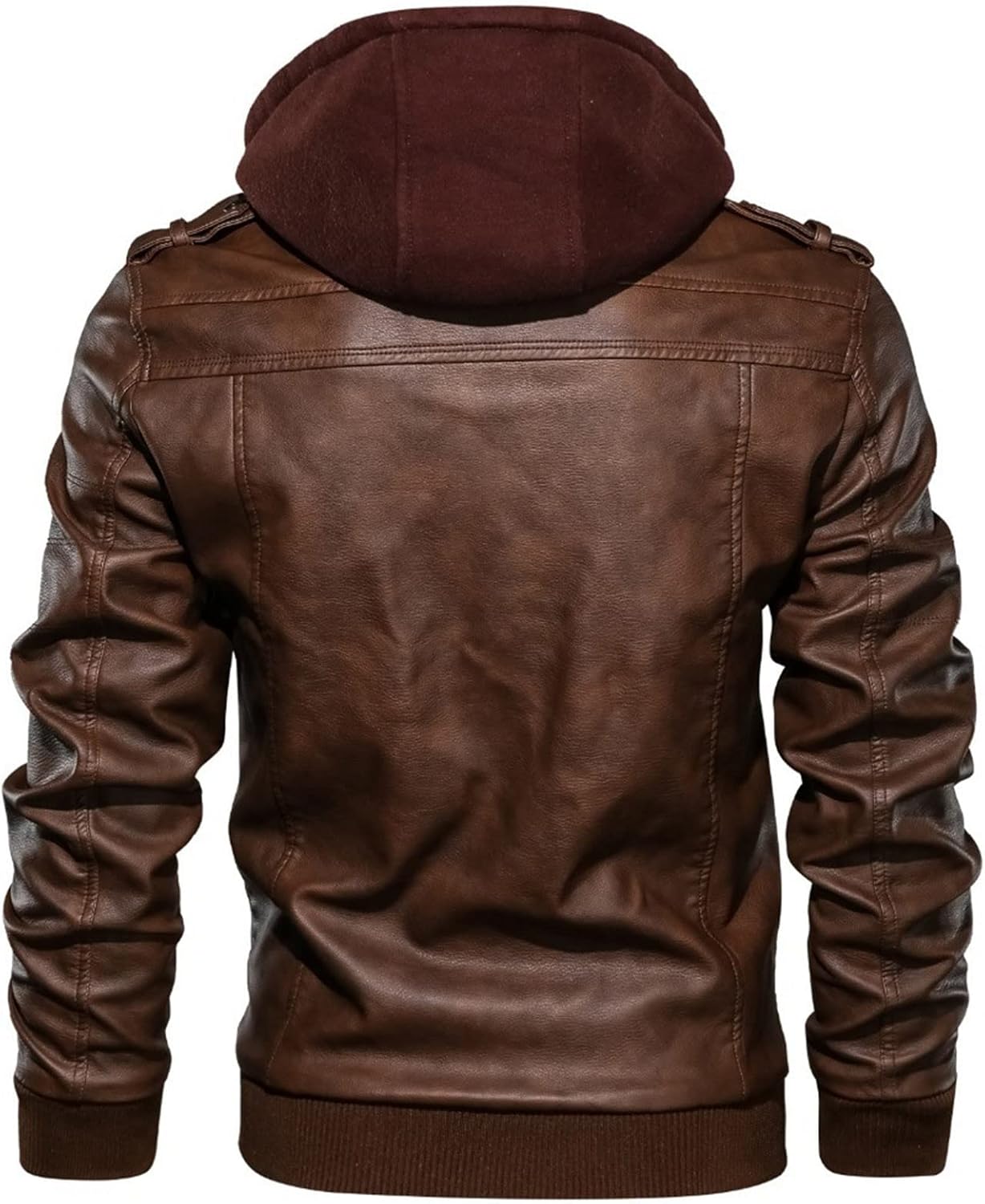 Ymosrh Men's Leather Bomber Jackets Casual Motorcycle Jacket Faux with Hood Jacket, M-3XL