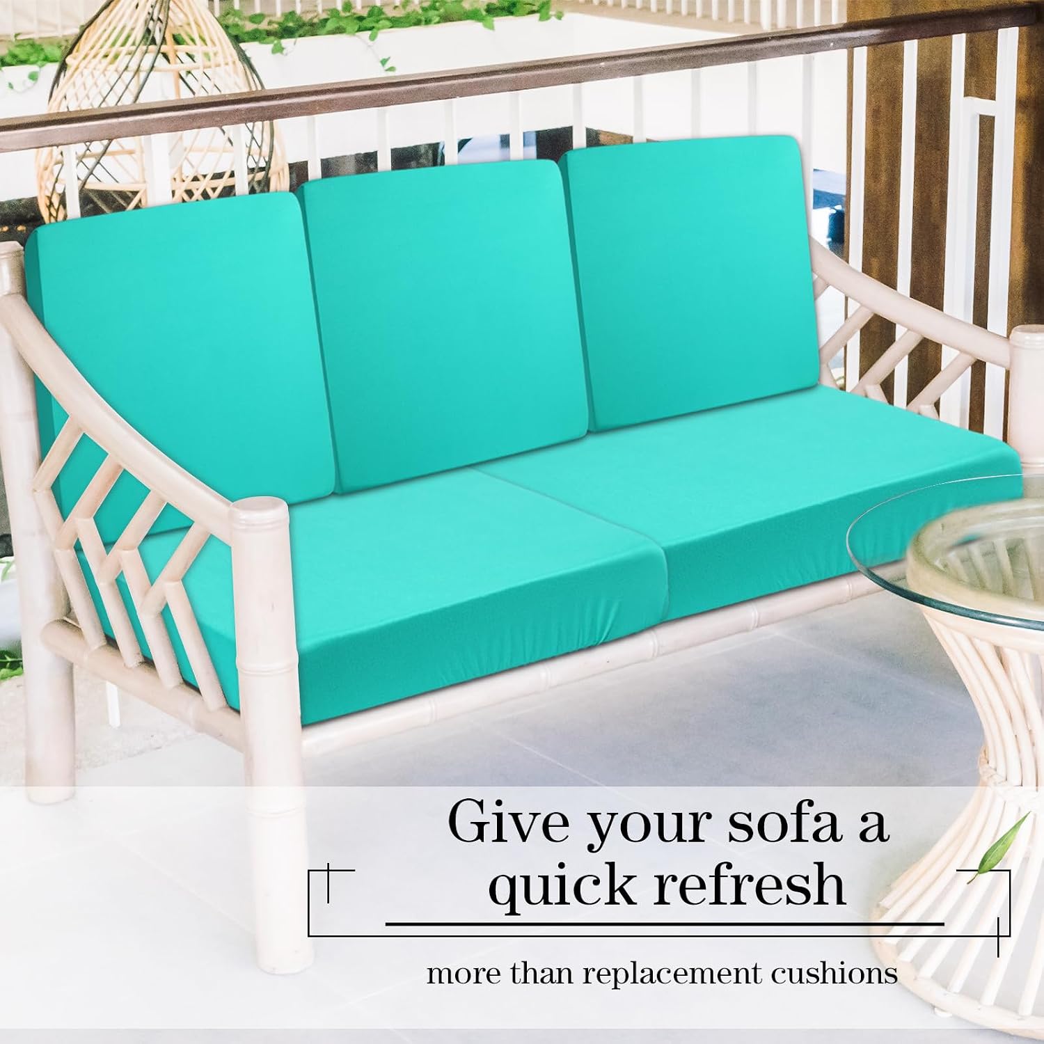 Newwiee 8 Pcs Stretch Patio Outdoor Cushion Covers Replacement for 4 Backrests and 4 Patio Cushions Covers, Waterproof Couch Sofa Slipcover Furniture Protector, Thin Fabric Breathable (Fruit Green)