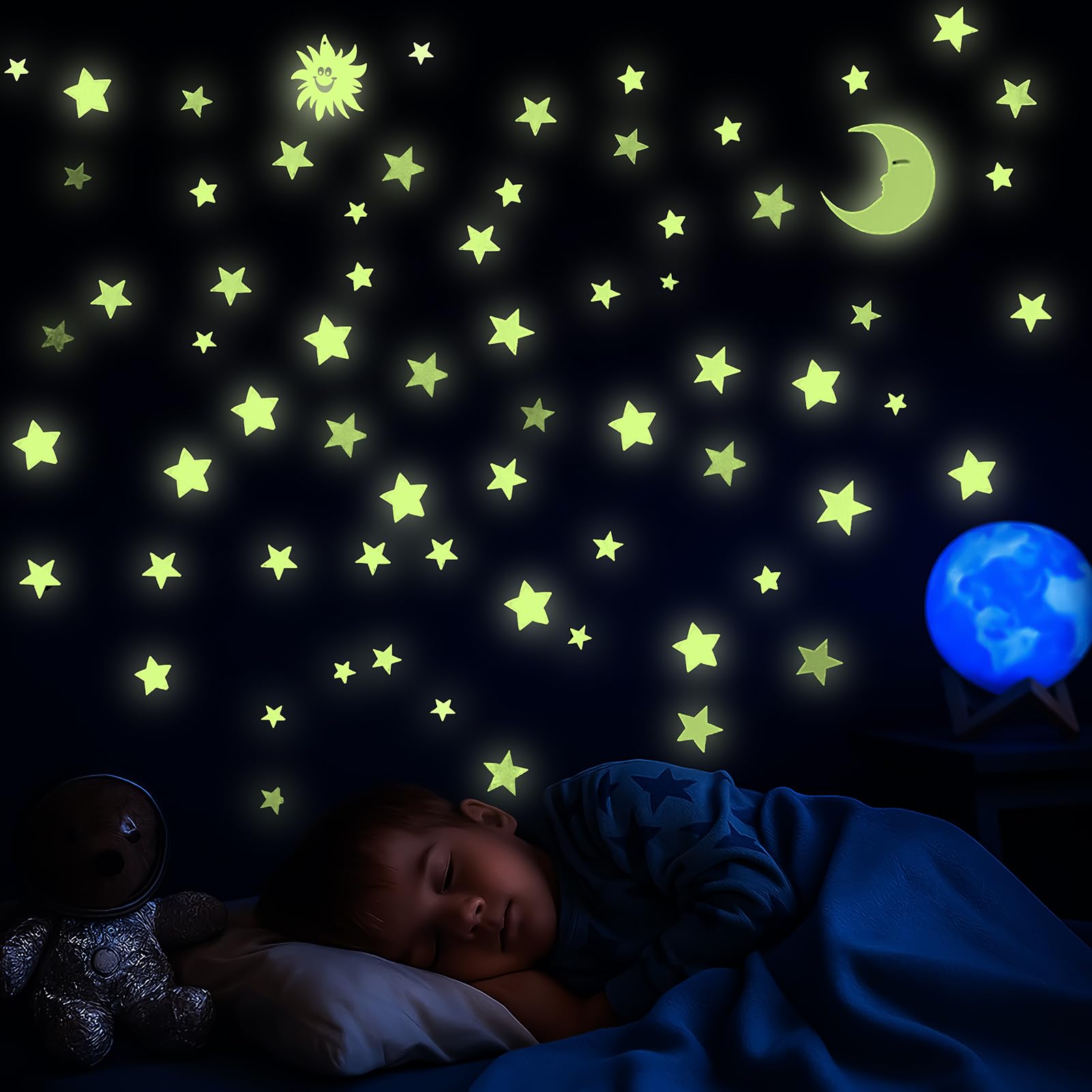 Ruvan 207 Pièces Etoiles Phosphorescentes Plafond, Etoile Fluorescente Chambre Enfant, Étoiles Fluorescentes Autocollantes, Etoiles Phosphorescentes À Coller Au Mur, Création D'un Ciel Étoilé Réaliste