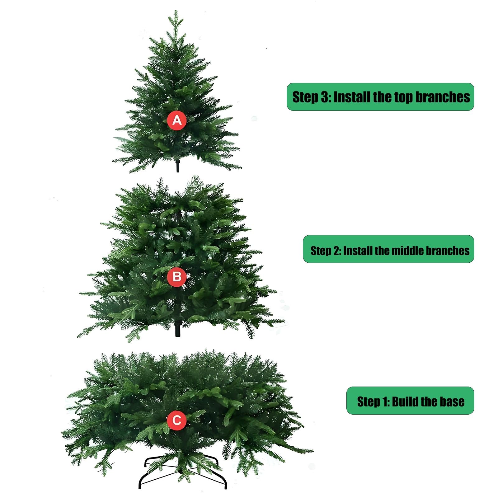 Árbol de Navidad Artificial Verde de PE, Pino Navideño Premium con Bisagras para Decoración de Interiores, Incluye Soporte(240cm/8ft)