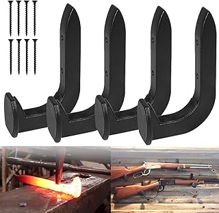 4 Pack Railroad Spike Gun Rack Hanger Hook Holder Handmade Wall Mount, Fit for Shotgun Rifle Hunting Western Decor Blacksmith, Wall Decor, Western Rustic Hook Gun Rustic Gun Gifts - sixcow