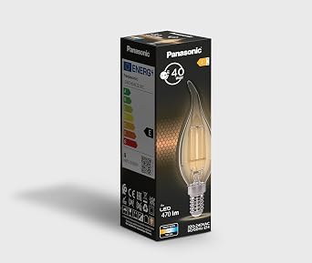 Panasonic Filament Ampul E14 FLAME (Mum Tipi) 4W 470LM 2700K Sarı Işık [Enerji Sınıfı E]
