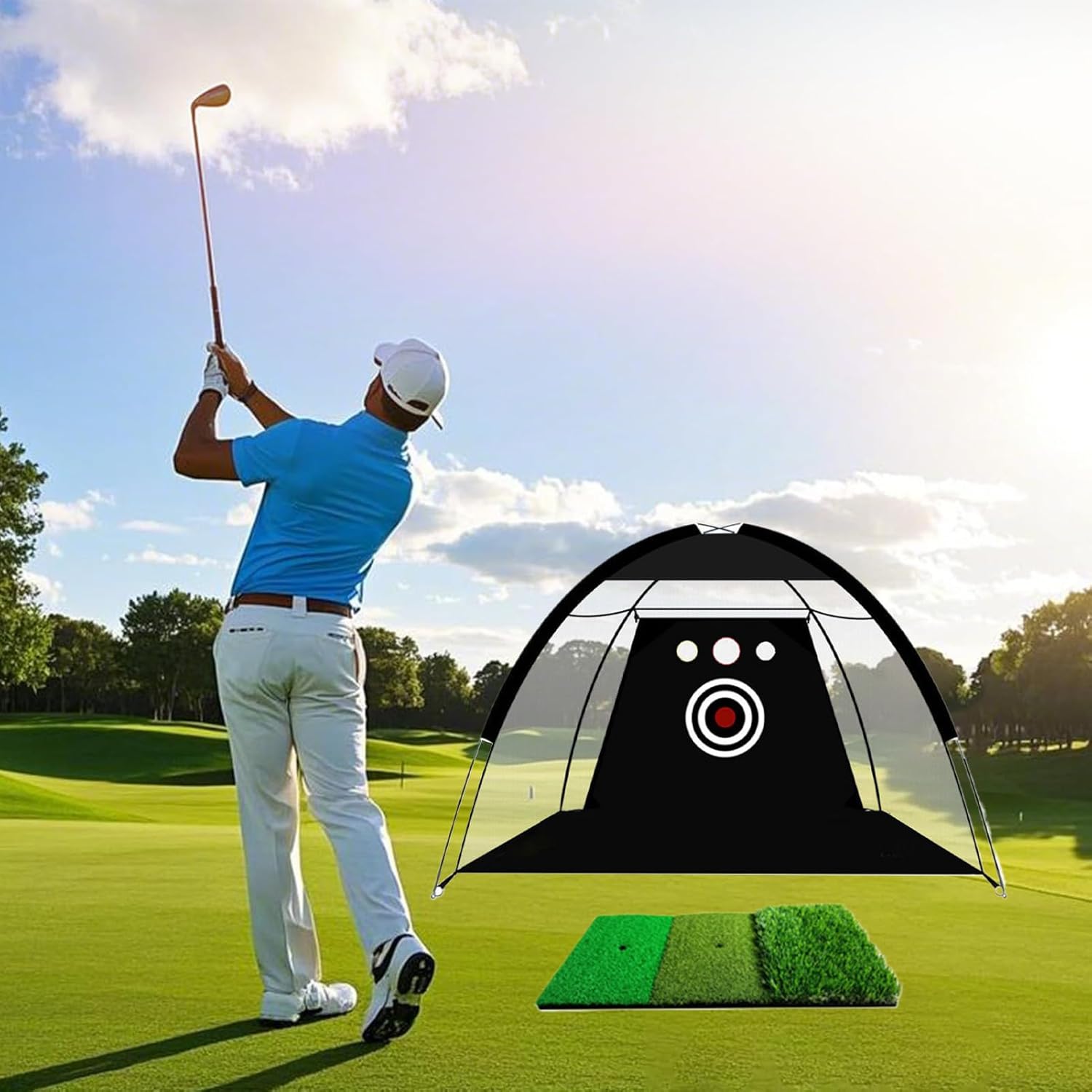 ゴルフネット　練習用　折りたたみ式　キャリーバック付 ゴルフクラブケース 練習用バッグ 軽量 大容量 A4サイズに