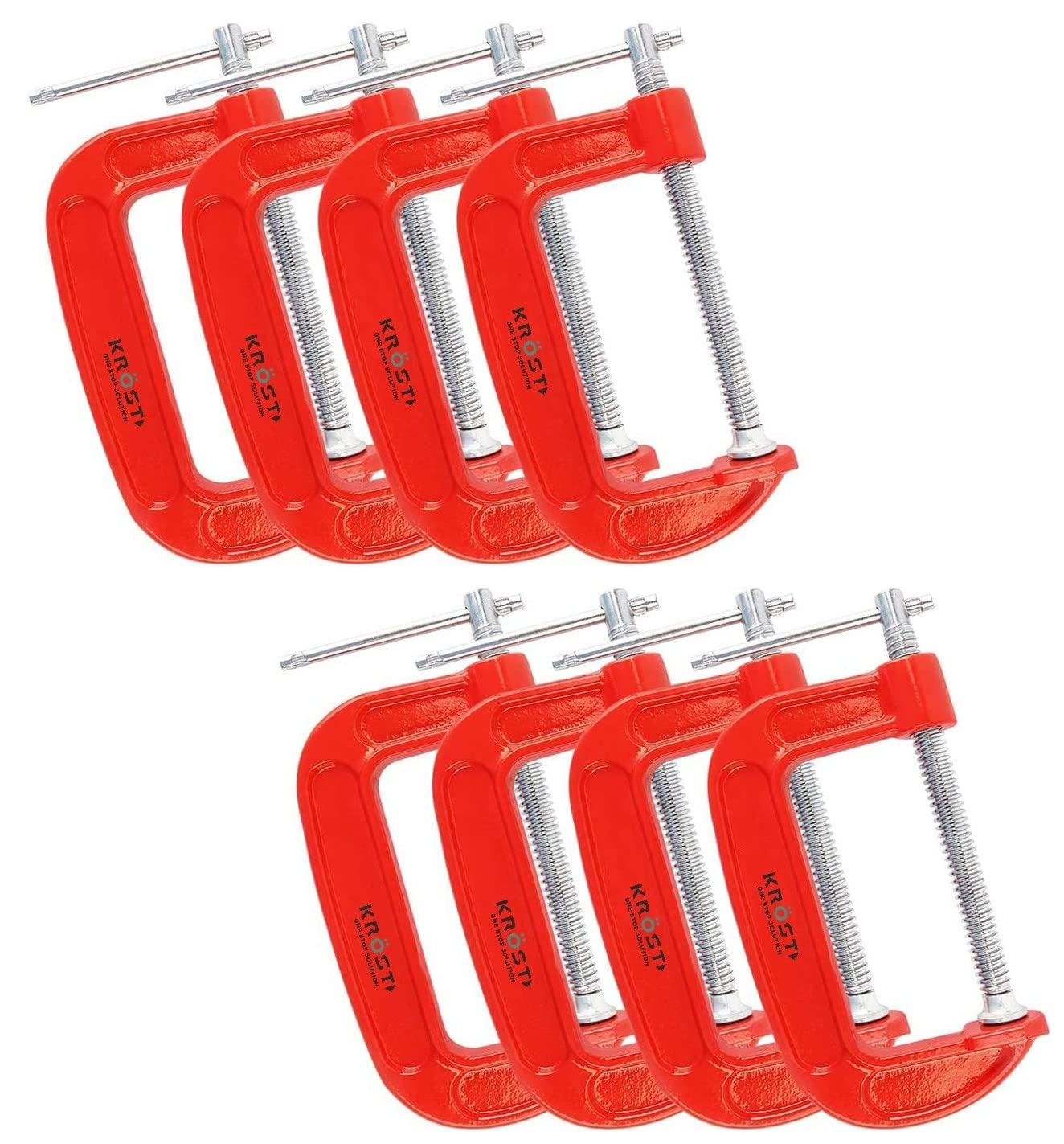 KROST Heavy Duty C and G Clamp Set, 6" C-Clamp for Metalworking, Woodworking, 6-Inch Max Jaw Opening, Red (8pcs) (B0BN3N8F1M) Amazon Price History, Amazon Price Tracker