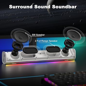 SOULION Computer Speakers for Desktop Monitor USB Plug & Play White