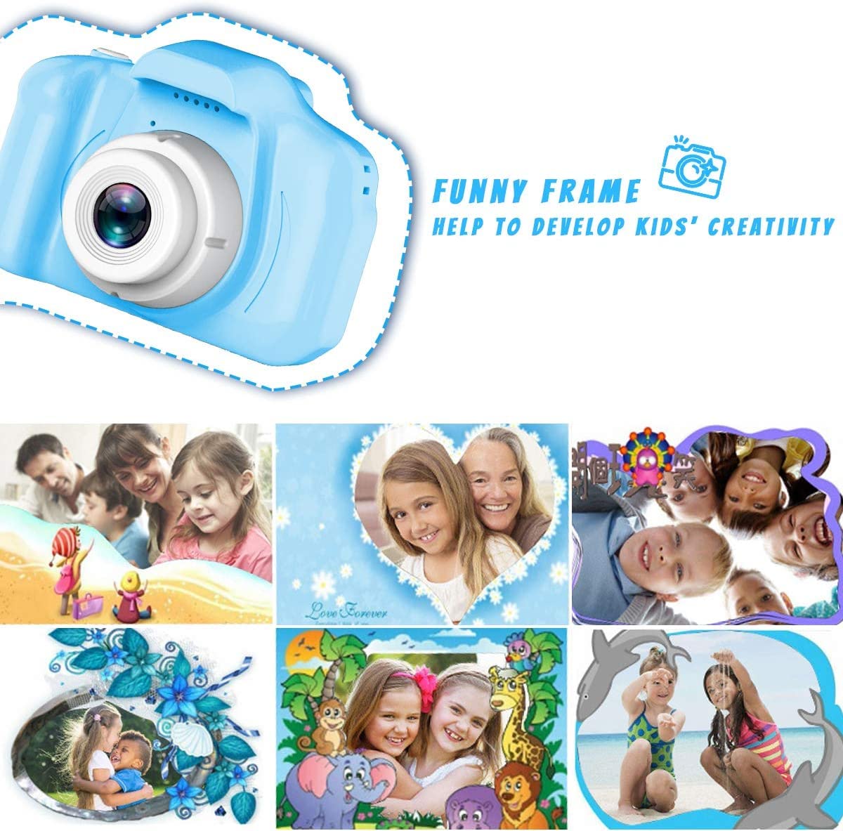 CADDLE & TOES Kids Camera, Christmas Birthday Gifts for Girls or Boys Aged 4+ to 12 Years Old, Kids Digital Camera (Blue Camera with SDCard) 4