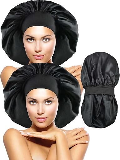Satin-Schlafhaube – Verstellbar, Doppellagig, Für Lockiges & Langes Haar, Damen & Herren