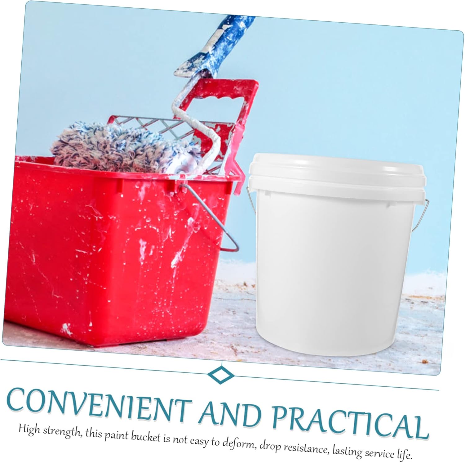 Vaguelly Paint Bucket with Lid Lightweight Hdpe Container for Engine Oil Coating and Paint Durable Storage for Home and Outdoor Use