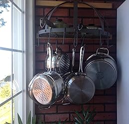 Amazon.com: Old Dutch Half-Round Pot Rack with Grid & 12 Hooks, Copper ...