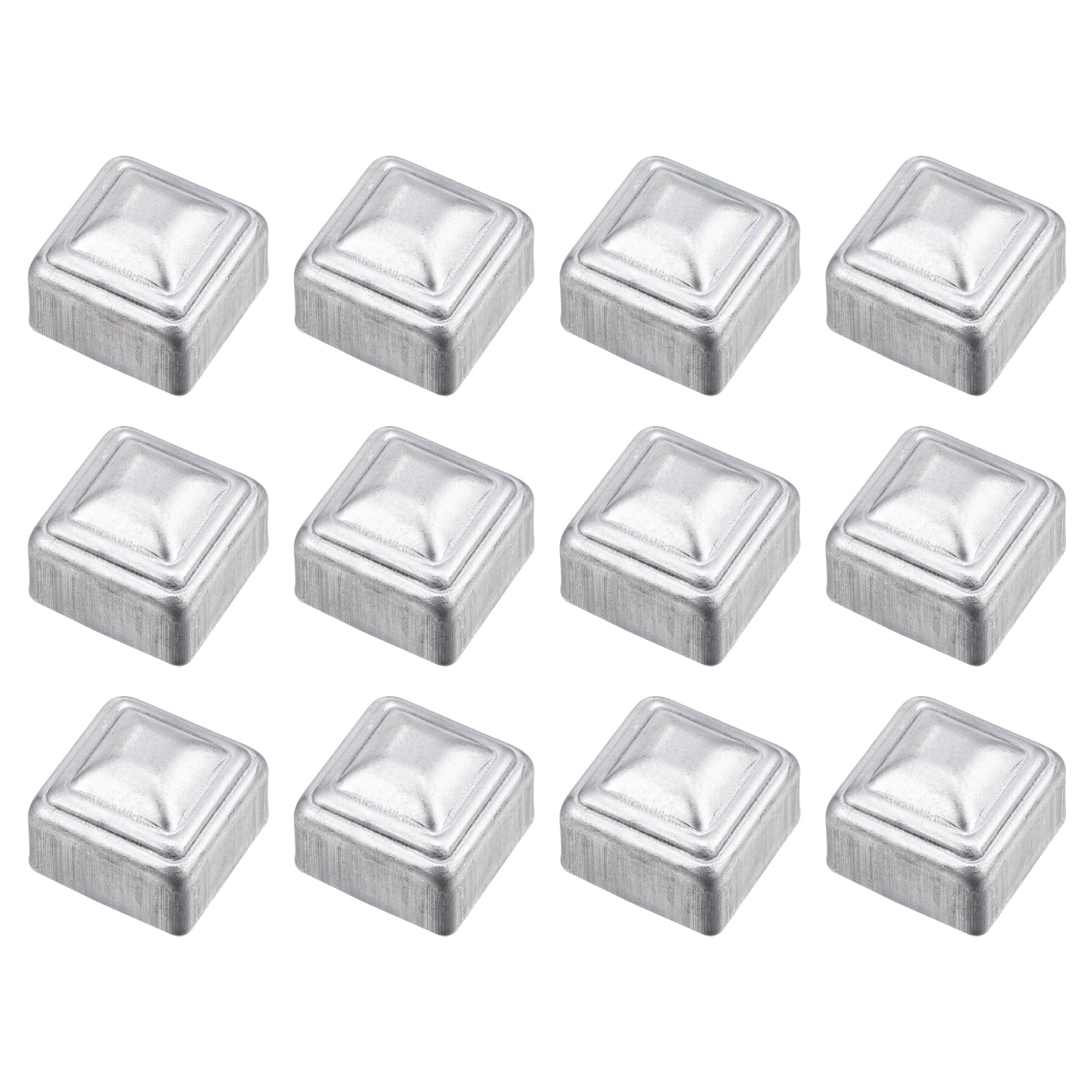 sourcing map 12Pcs Fence Post Cap Fit 1" x 1" OD Pipe, Galvanized Steel Deck Post Cover Square Decking Caps for Mailbox Outdoor Chain Link Wood/Metal Fence Deck Railing, Silver