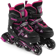 Adjustable Inline Skates, Light Up Wheels, Comfortable Fit, Smooth Rolling for Kids and Youth