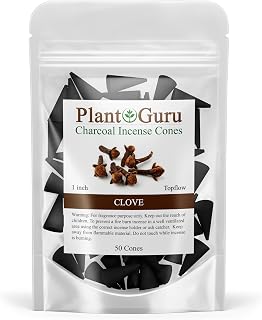 Clove Charcoal Incense Cones 1" TOPFLOW - 50 Pack - Natural Scented Cones Handmade Hand Dipped
