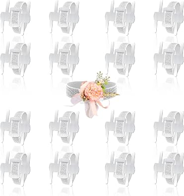HIONXMGA Silver Corsage Wristlet Band, Elastic Wrist Corsage Bracelets Bands for Women, Stretch Aluminum DIY Handmade Prom Flower Supplies Accessories for Wedding Party