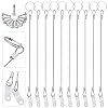 Glarks 20Pcs 11 Inches Lanyard Cable Set Including 10Pcs 304 Stainless Steel Safety Tether Wire with Quick Release Ring and Rubber Coating and 10Pcs Self Drilling Hex Head Screws for Car Boat Fastener