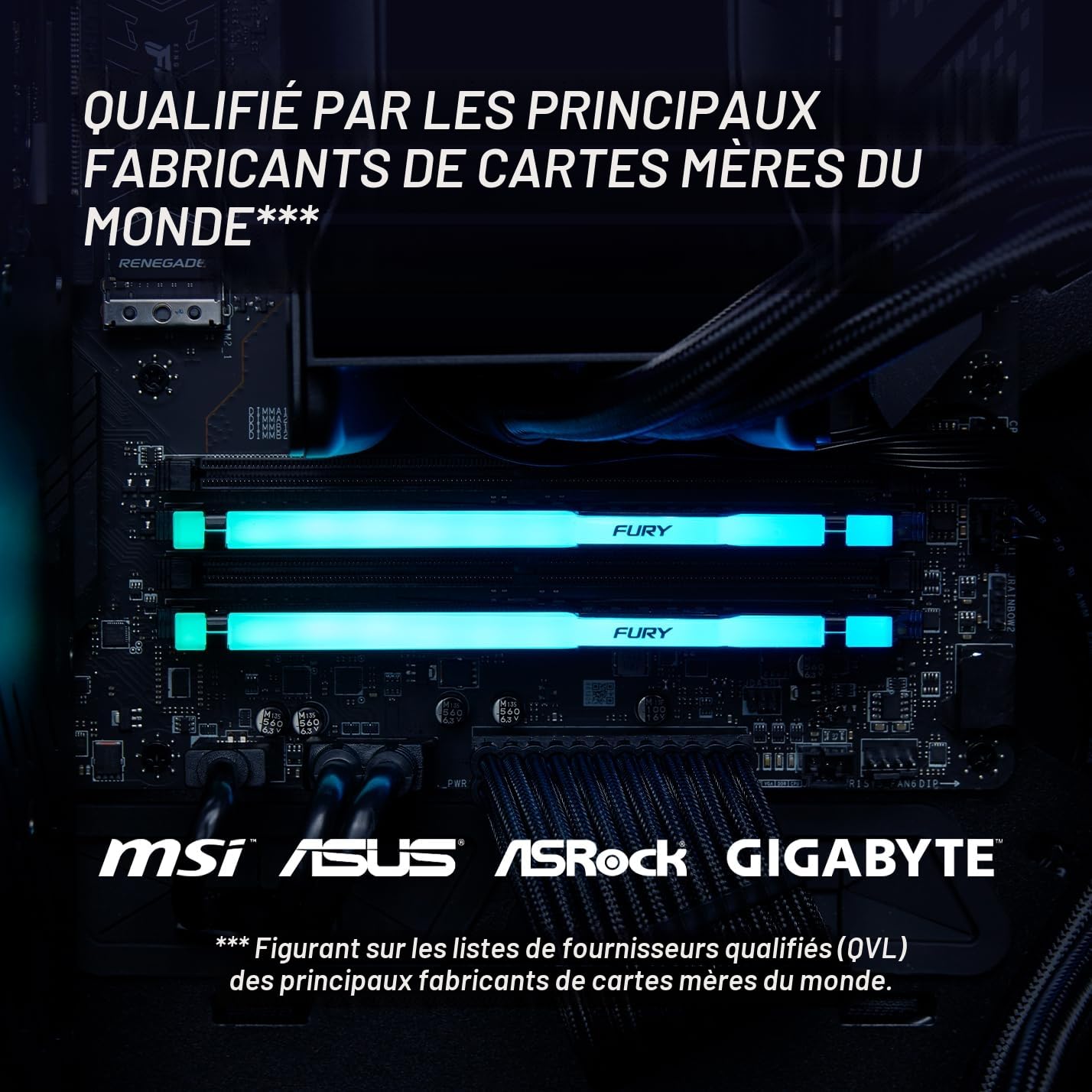 Kingston FURY Beast Noir RGB 32Go (2x16Go) 6000MT/s DDR5 CL30 DIMM Mémoire pour PC de Gamer Kit de 2 AMD EXPO/ Intel XMP - KF560C30BBEAK2-32