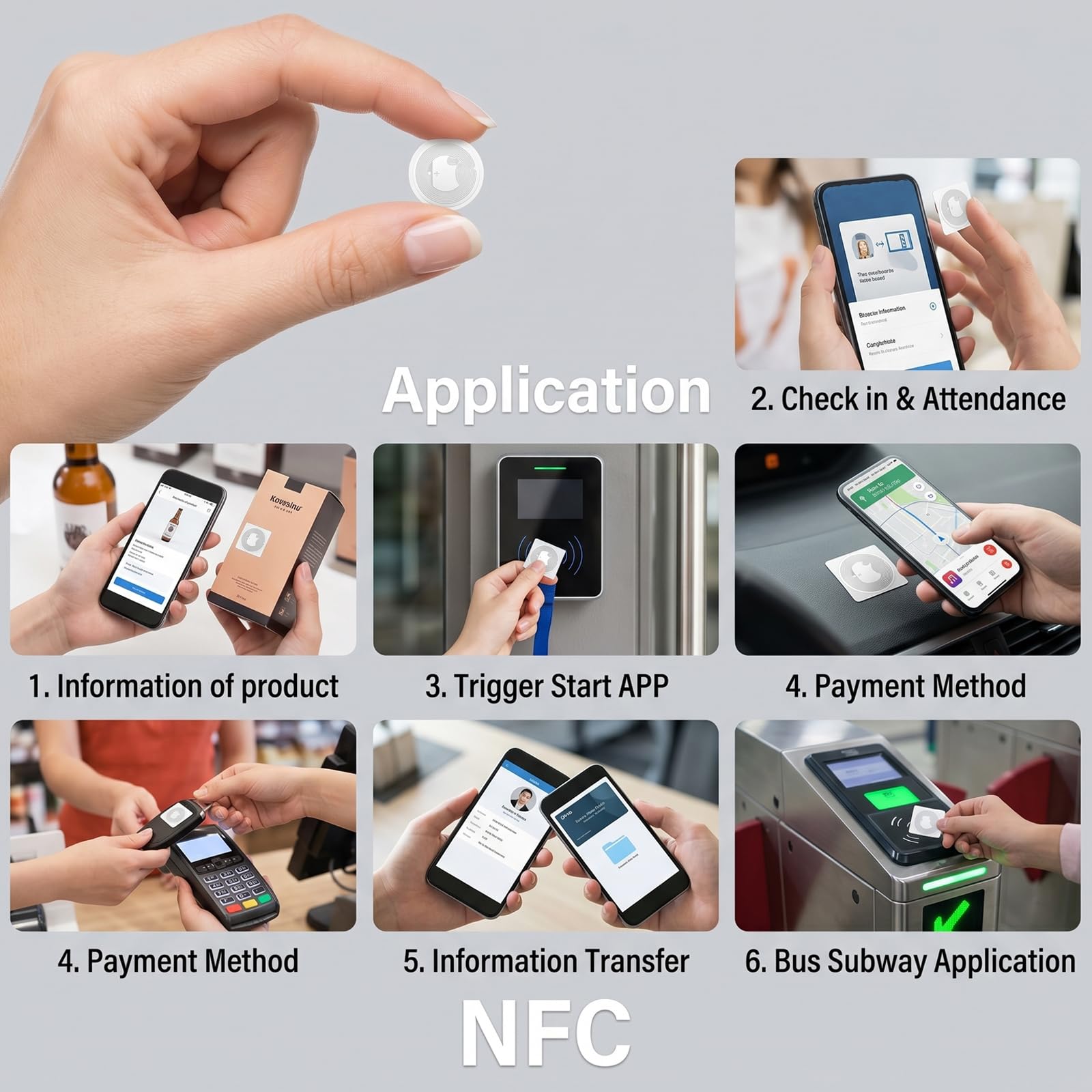 50 sztuk naklejek NFC z oryginalnym chipem Ntag215 NFC znaczniki RFID, programowalne, chip 504 bajtów, chip wielokrotnego zapisu, chip NFC do wszystkich telefonów komórkowych i urządzeń obsługujących