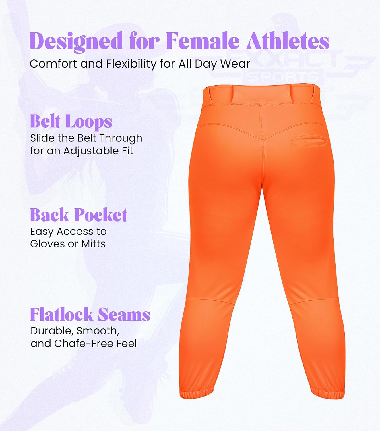 Exxact Sports Girls Softball Pants Knicker/Yoga Style Knee Length, 4-Way Stretch Low Rise Youth Softball Pants for Girls