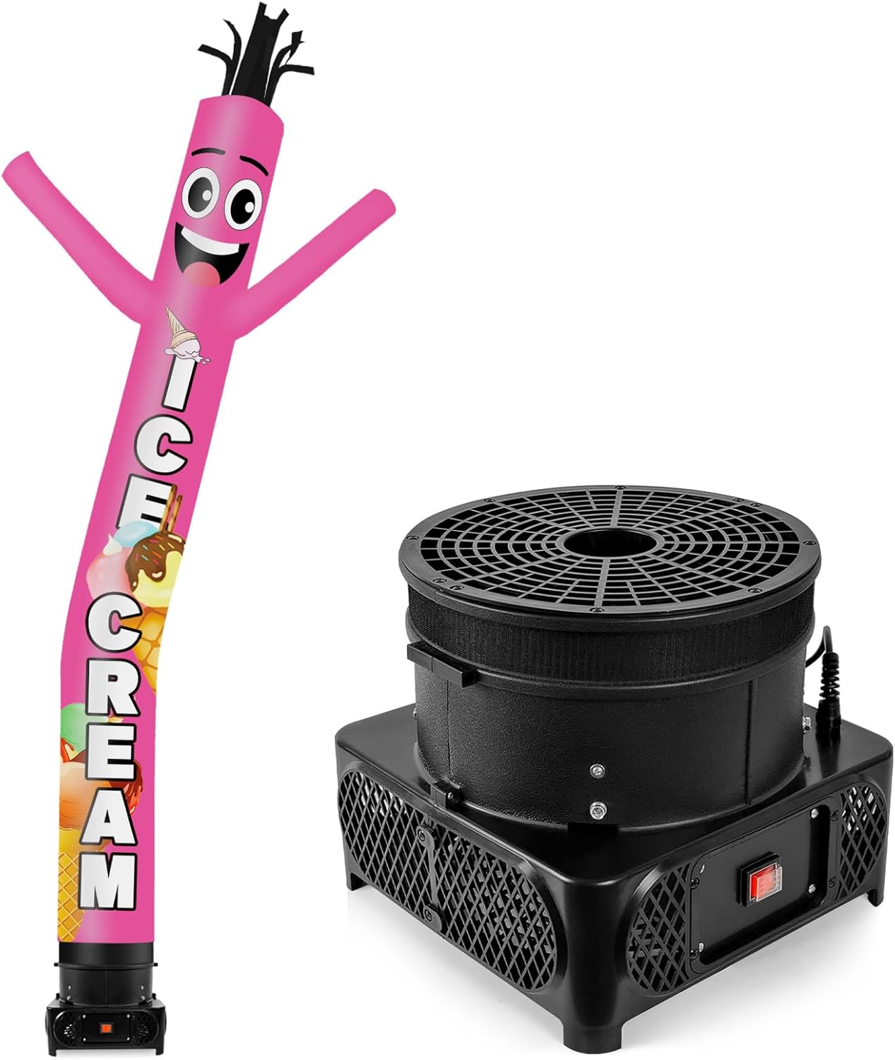 10FT Tall Barber Shop Inflatable Tube Man Wacky Wavy Dancing Guy with 3/4 HP Weather-Resistant Blower (12''Diameter) for Outdoor Decoration Advertising Business Promotion