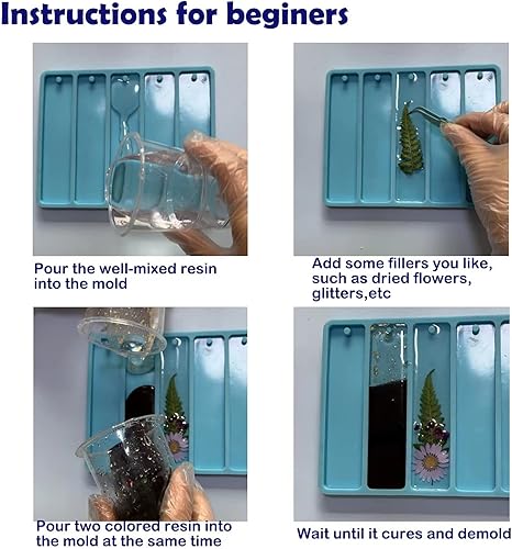 Miniatura 6 de BooteeQue Molde para marcapáginas con borlas moldes rectangulares de silicona para fundición de resina epoxi llavero manualidades de arte continuo