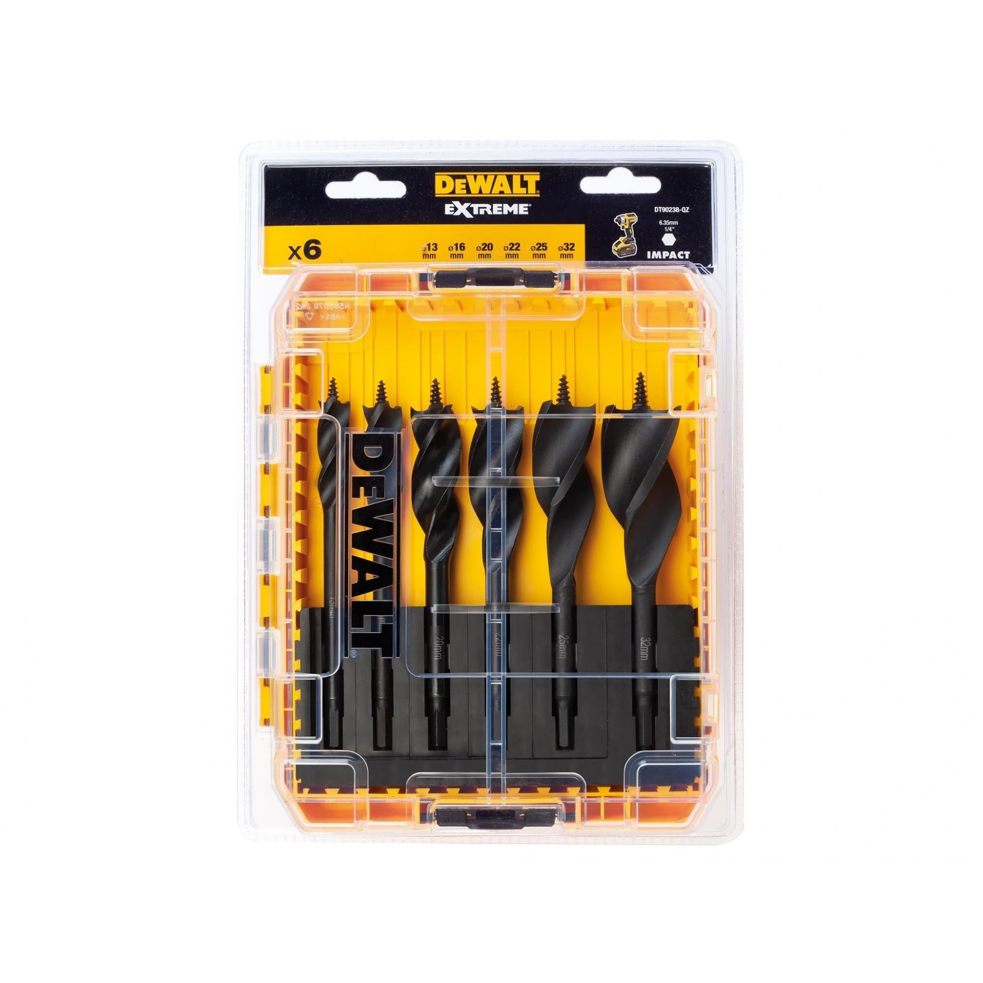 DEWALT DT90238-QZ - Juego de brocas de triple flauta ext 152mm (13mm, 16mm 20mm, 22mm, 25mm, 32mm)
