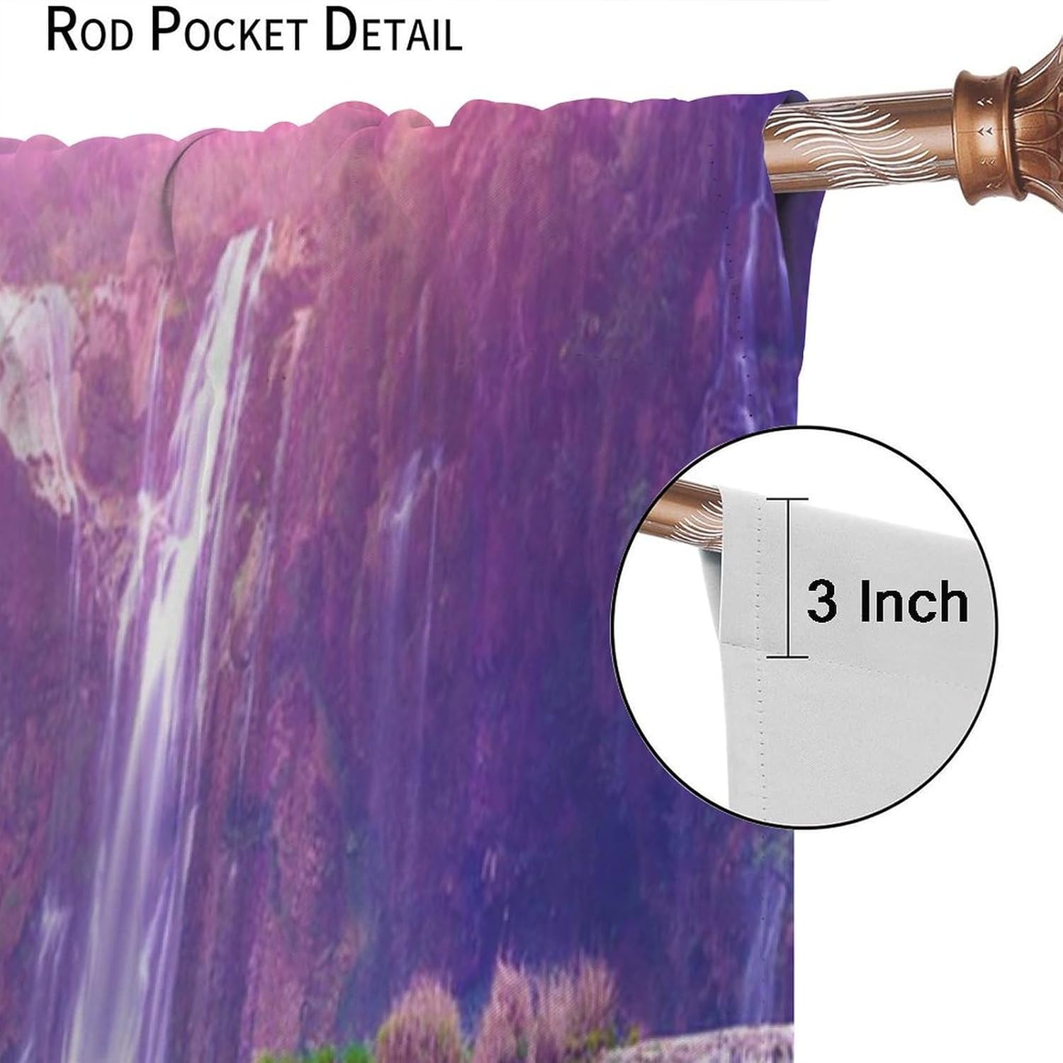 Waterfall Forest Blackout Curtains for Bedroom,Fantasy Nature Pristine Maple Leaf Forest River Waterfall Landscape Window Drapes Print for Boys Girls Living Room 52x84in