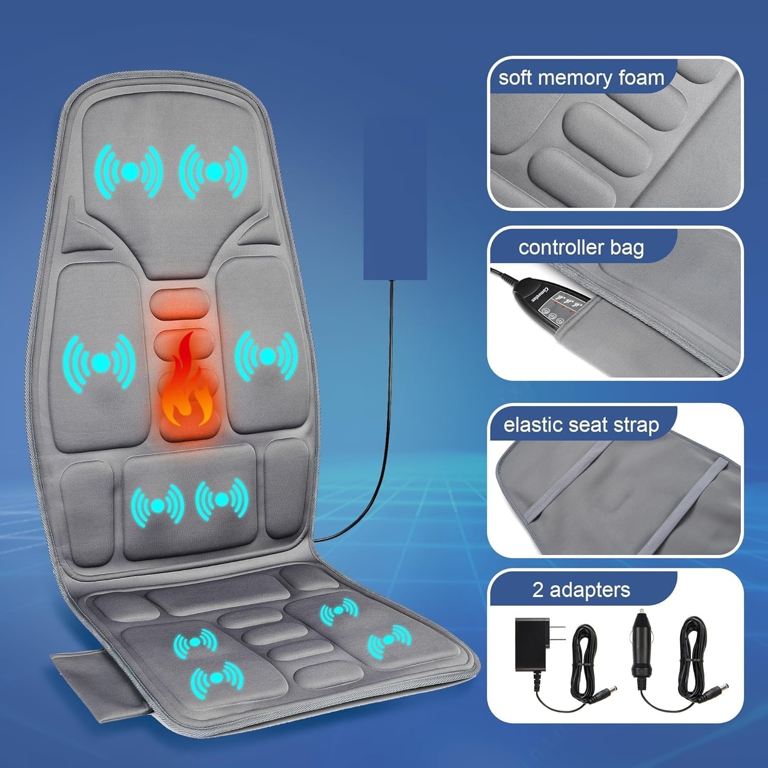 Dreggerz Back Massager with Heat, Massage Seat Cushion Vibrating Motors Massager Chair Pad for Full Body Pain Relief, and Home, Office Use. (Design-04) Dreggerz Back Massager with Heat, Massage Seat Cushion Vibrating Motors Massager Chair Pad for Full Body Pain Relief, and Home, Office Use. (Design-04)