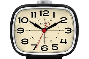 Retro Black Battery Powered Alarm Clock for Home Office