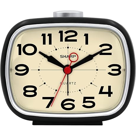 Retro Black Battery Powered Alarm Clock for Home Office