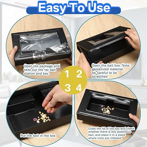 Miniatura 6 de Paquete de 4 trampas para ratas con parte superior transparente, trampa humanizada para roedores, para control de ratas en interiores y exteriores,