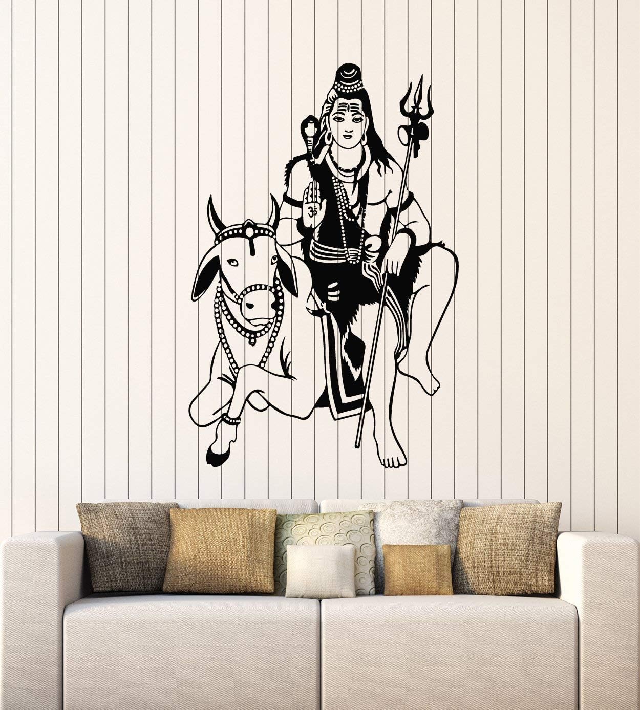 WallStickers4ever Vinyl Wall Decal Cow Shiva God Hindu Hinduism Religion Stickers Mural Large Decor (g4162) Black