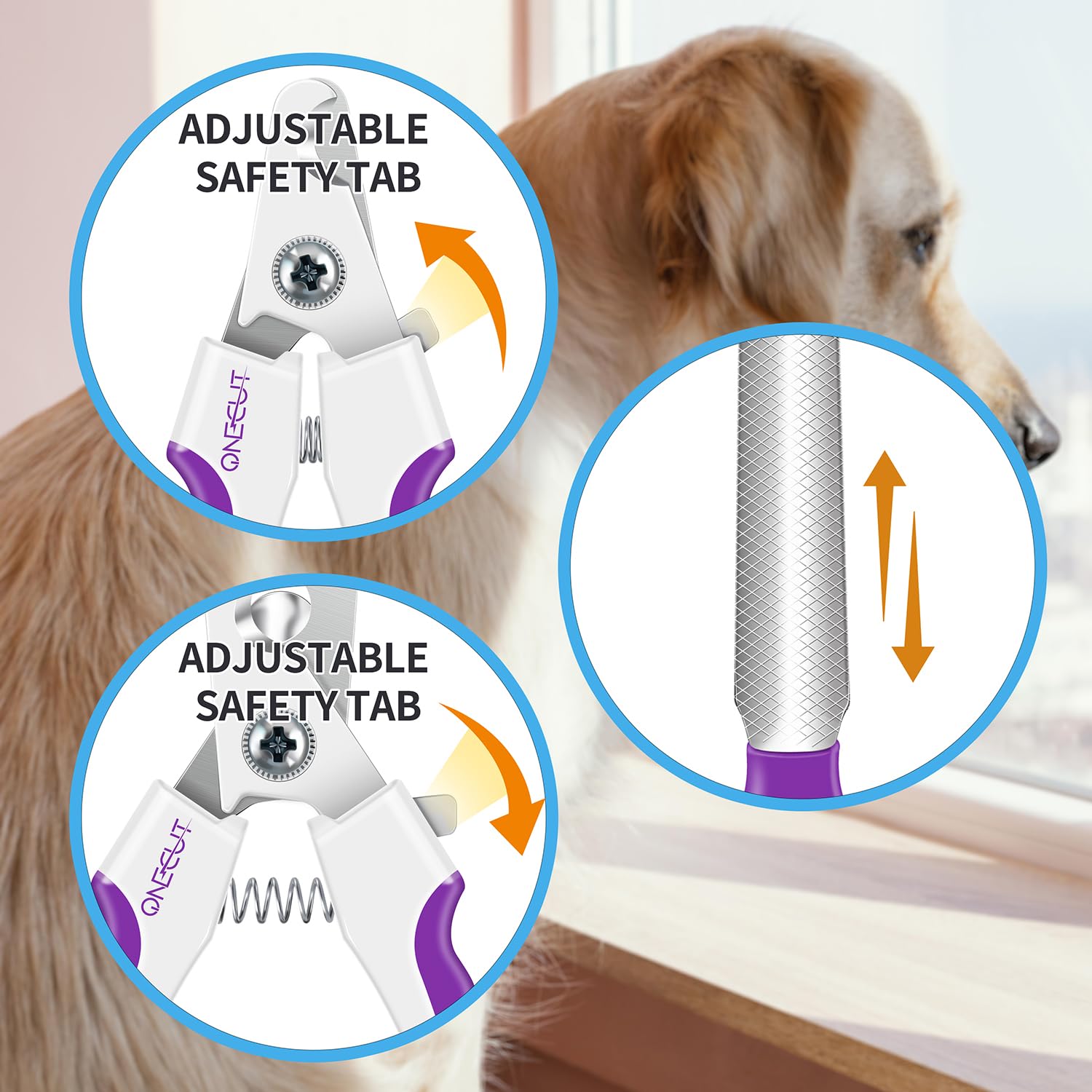 OneCut 6" Dog Nail Clippers for Small, Medium and Large Breed Professional Pet Nail Trimmers -Suitable for Cats, Rabbits and Guinea Pigs with Safety Guard to Avoid Over Cutting (Pink) - image 6