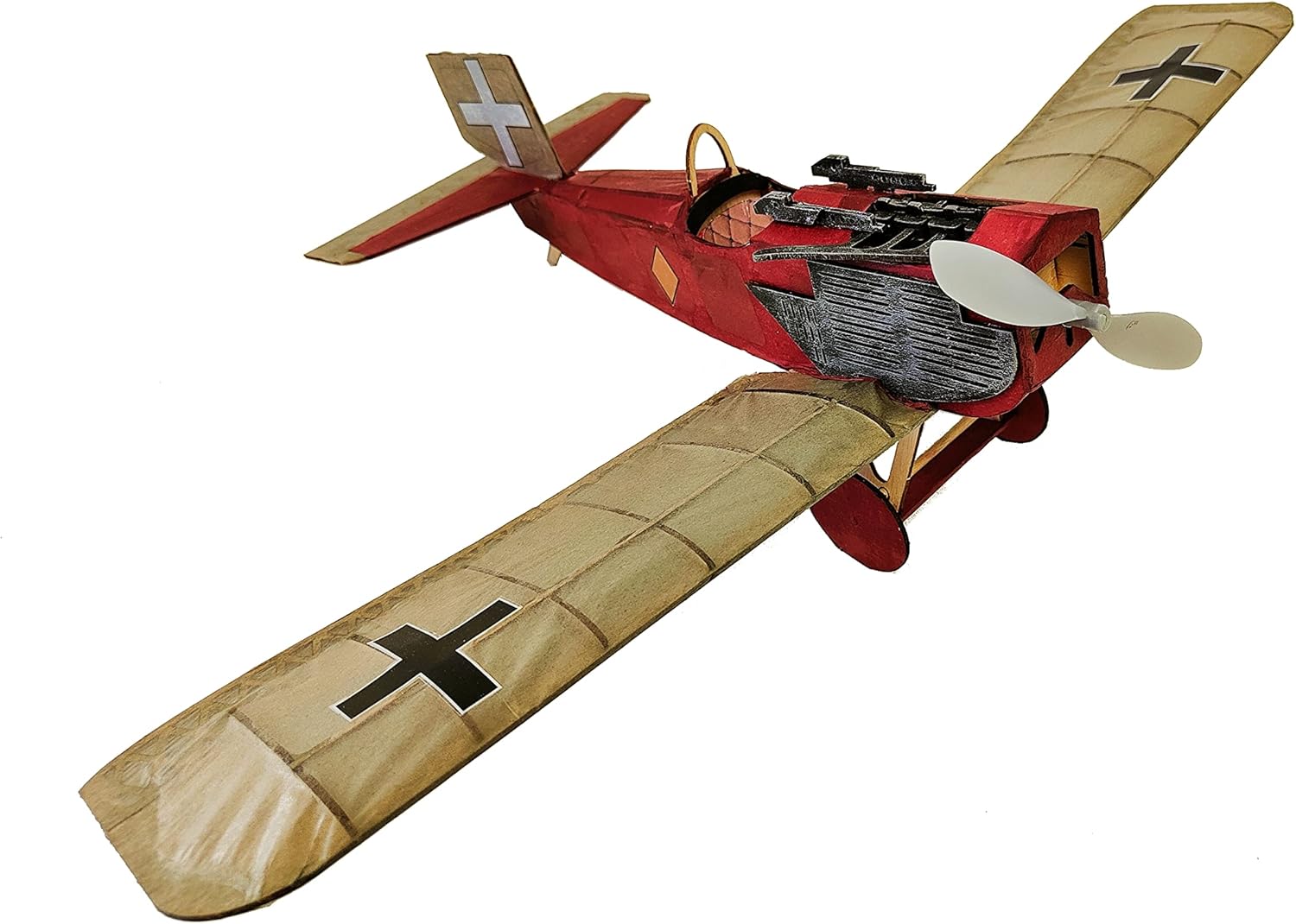 Balsa Wood Model Aircraft Kit, Rubber Powered Vintage ww1 Junkers D1