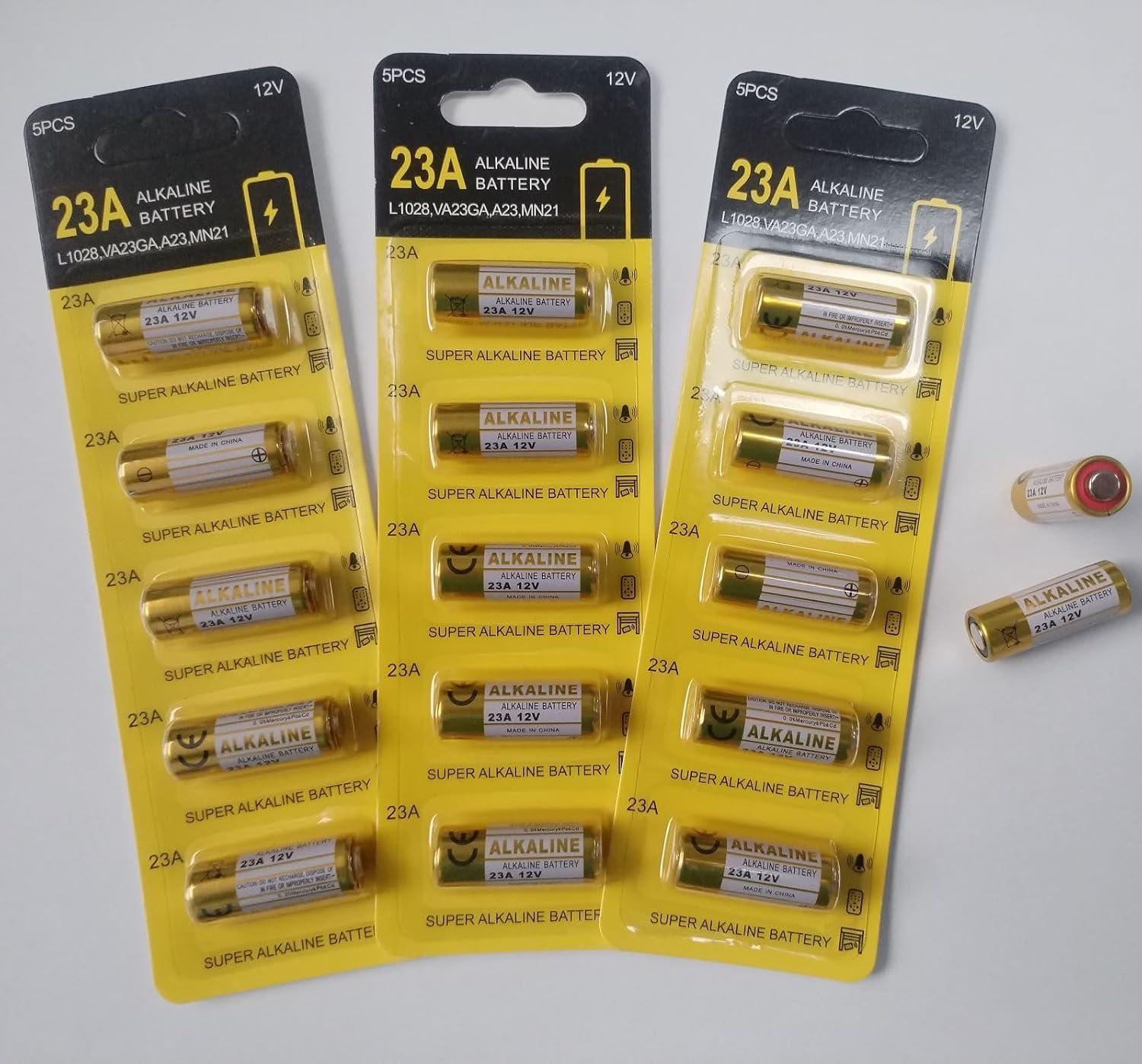 A23 Battery 12V 20-Pack - Long Lasting Alkaline Batteries for Remote Control, Doorbell, Garage Door Opener, Key Fob - 23A 12 Volt Battery image 2
