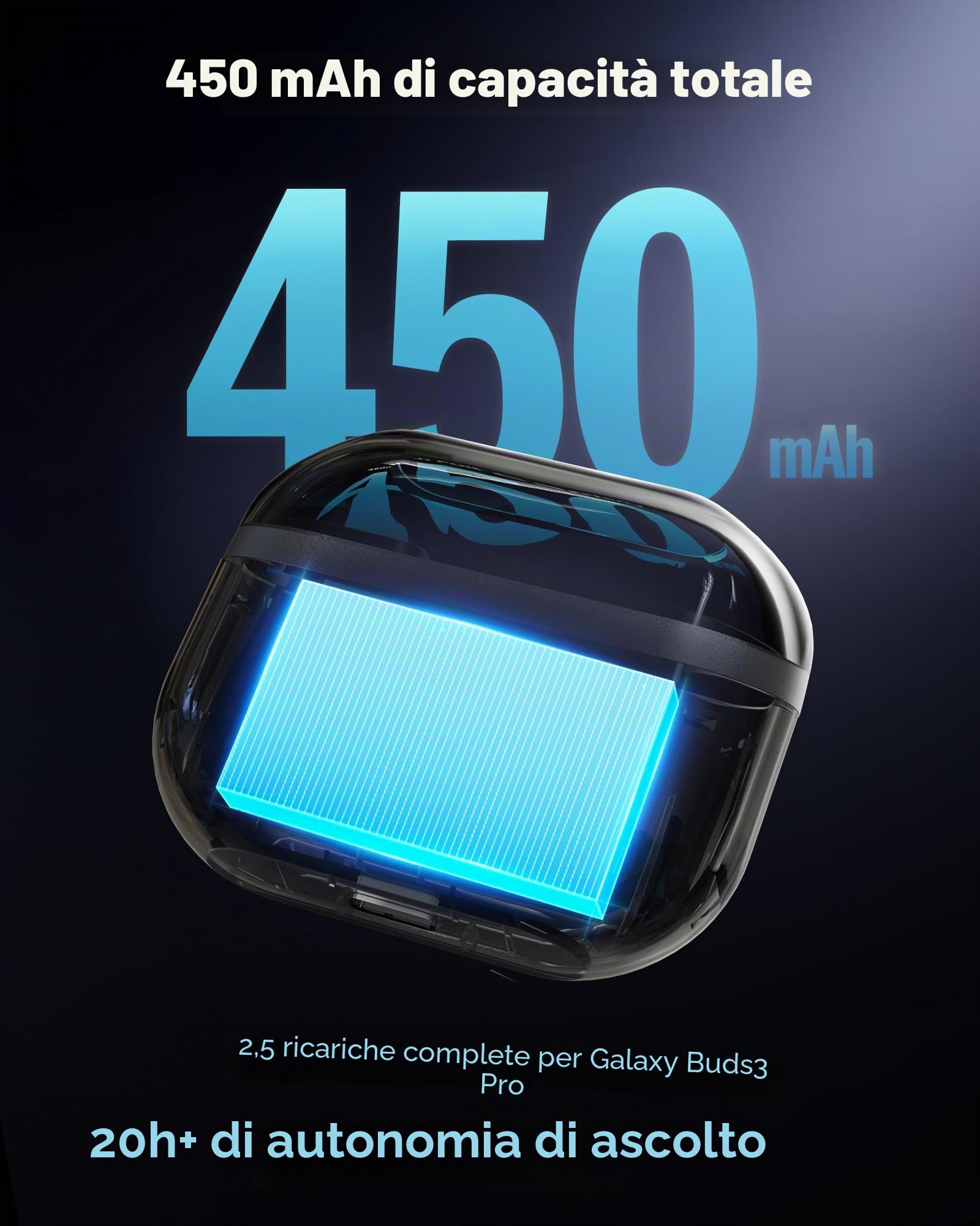 Custodia di ricarica compatibile con Samsung Galaxy Buds 3 Pro, scatola sostitutiva con funzione di abbinamento, supporta la ricarica wireless (Auricolari non inclusi) Y033P BK