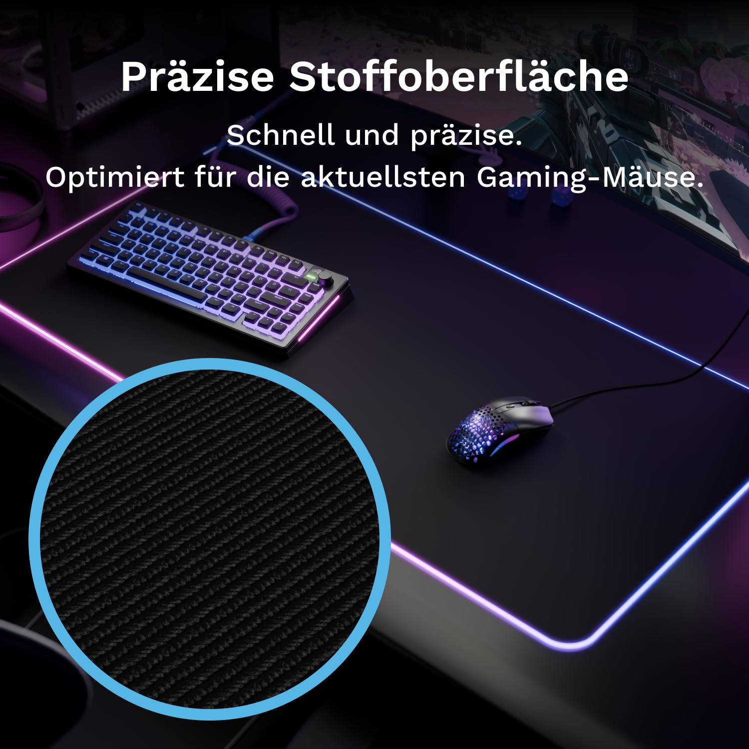GLORIOUS GMP 2 GLED Stoff Gaming Mauspad (XXL) InfiniGlow RGB, 915x460mm | 2-Zonen-RGB-Beleuchtung, Nahtlose Verarbeitung, Mikrofaseroberfläche für Speed & Kontrolle, Rutschfeste Unterseite für PC