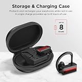 Auriculares inalámbricos Vislla 5.0, Bluetooth, Sport, estéreo Bass Sound, TWS auriculares a prueba de sudor, 8 horas de reproducción inalámbricos con micrófono y funda de carga para correr o entrenar Rojo
