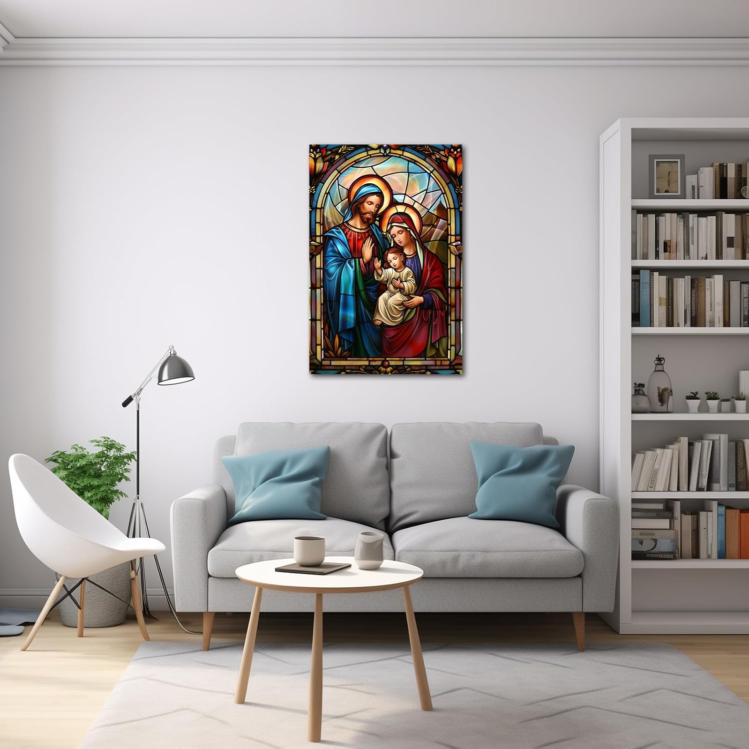 TIEHAOMAI Holy Family Canvas Wall Art Jesus and Virgin Mary Painting Prints Catholic Pictures Christian Posters for Home Decor（Jesus-1,12x18inch (30x45cm)