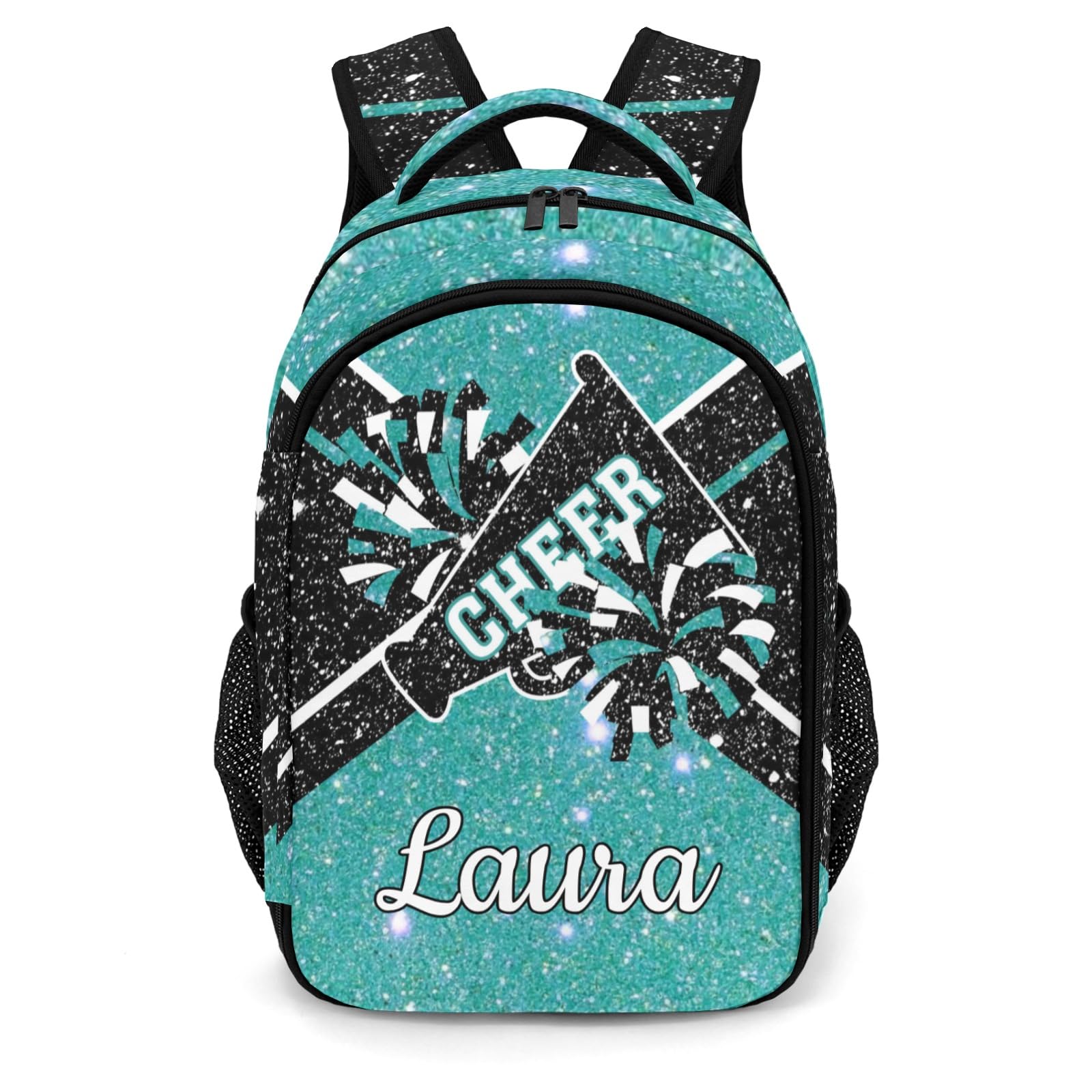 Ronxzas Cheer Cheerleader Backpack Cheerleading Bags Custom Name Book Bag for Cheer Team Coaches Gift (Light Blue)