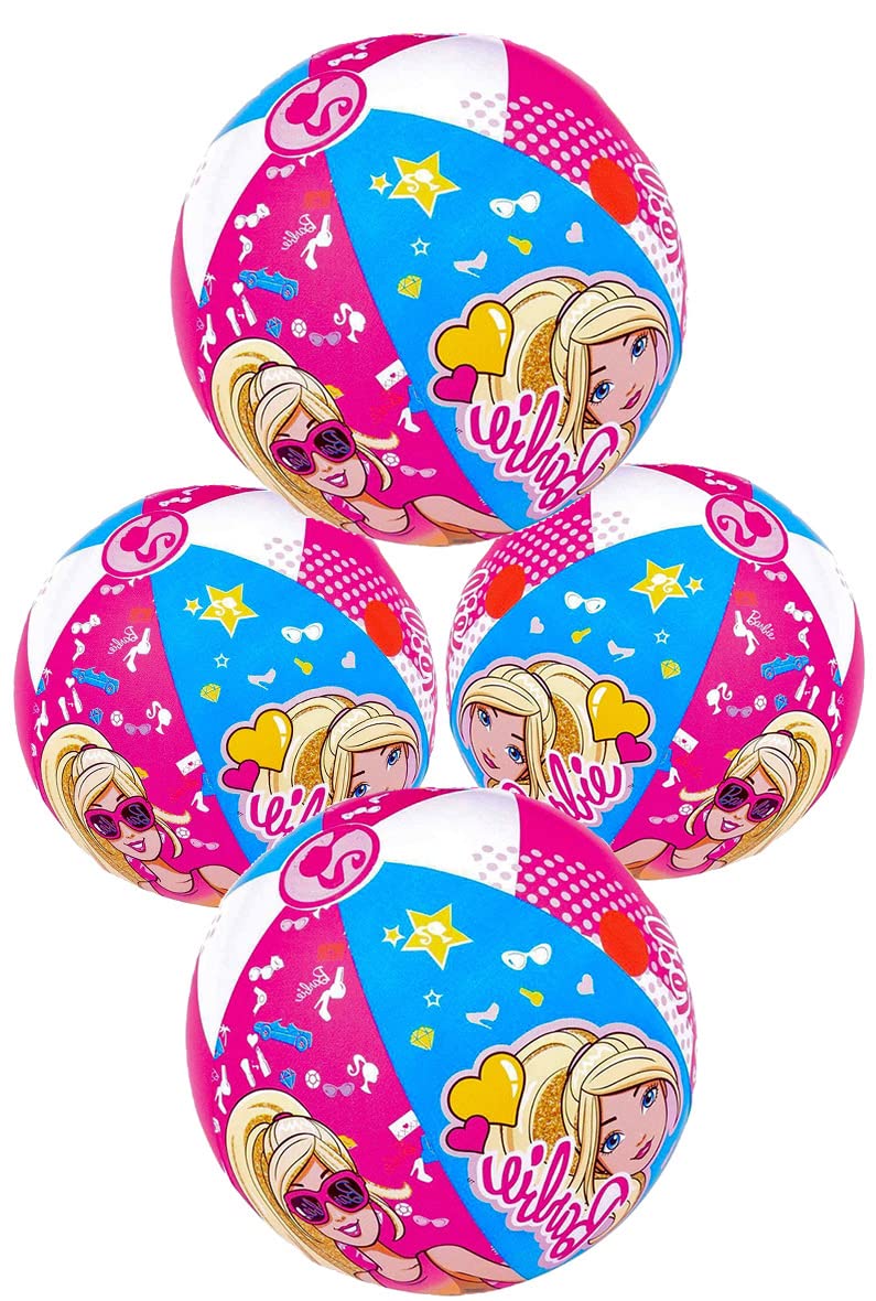 TOY DEALS USA Brbie Large Inflatable Beach Balls for Girls -4PACK- Beach Toys for Kids & Teens, Pool Games, Pool Toy 2+ (BRBIE-4PK)