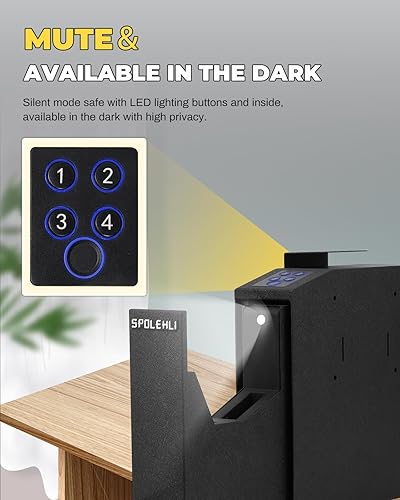 Miniatura 2 de Spolehli Caja fuerte para pistola deslizante, caja fuerte montada para pistola con puerta corredera automática, acceso rápido con huella dactilar,