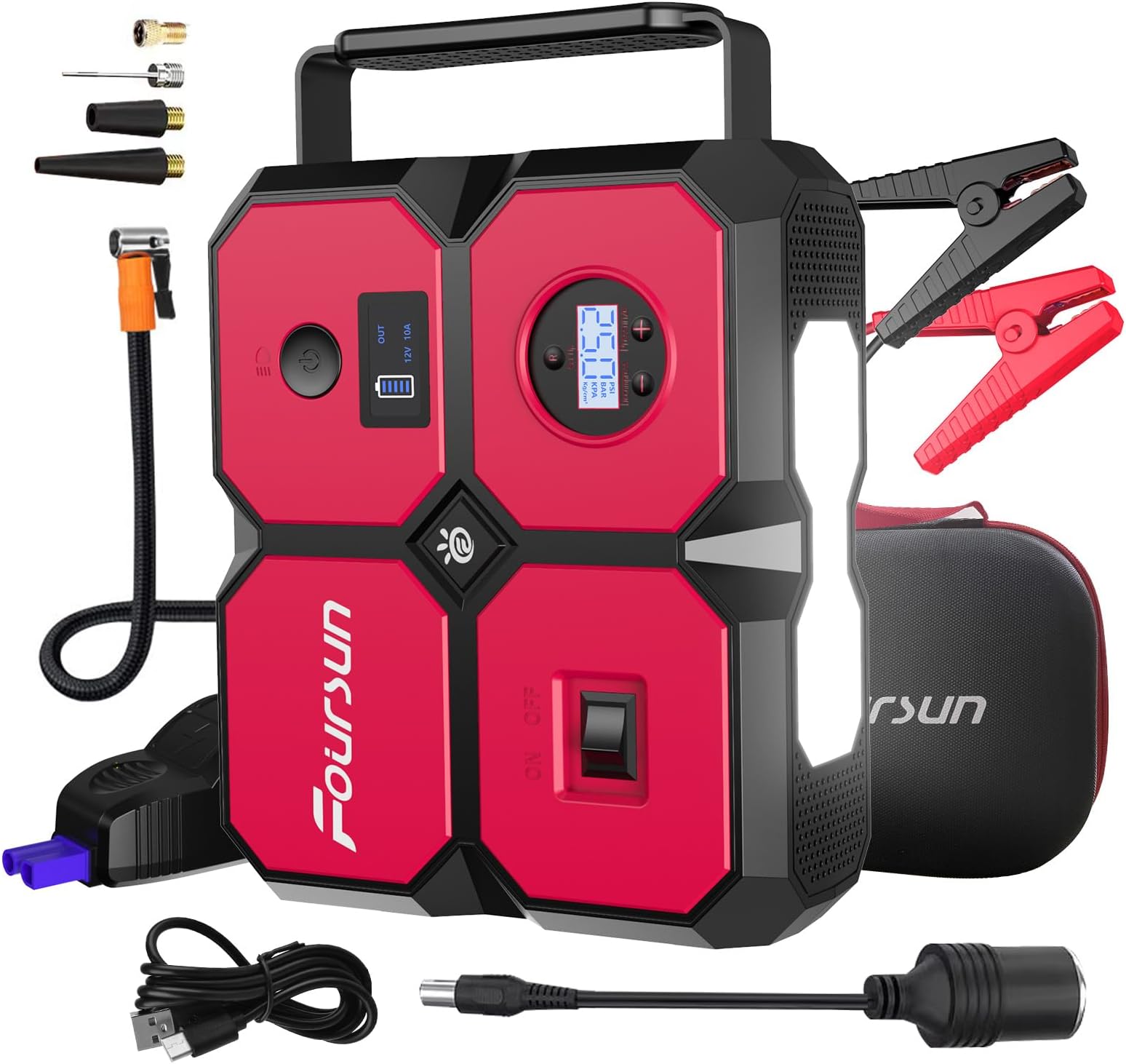 Portable Car Jump Starter with Air Compressor, Foursun