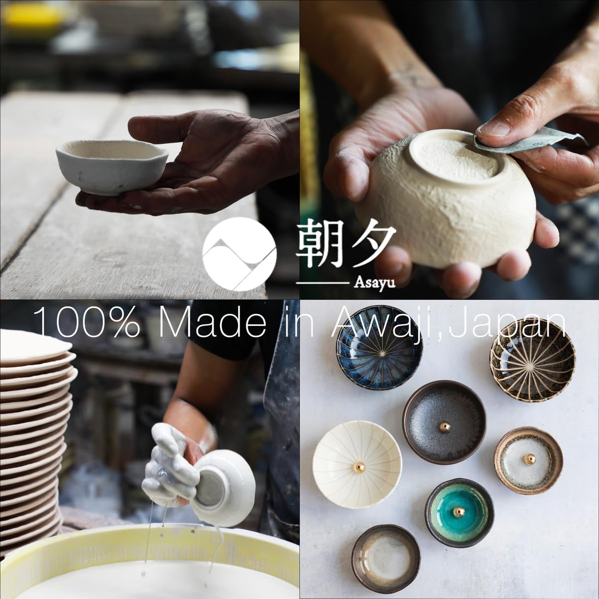 Asayu Japan Low Smoke Incense Gift Set with Incense Holder and Brass Stand, Premium Sakura Cherry Blossom Blends Set Incense Sticks with Pastel Pink Lotus Incense Holder